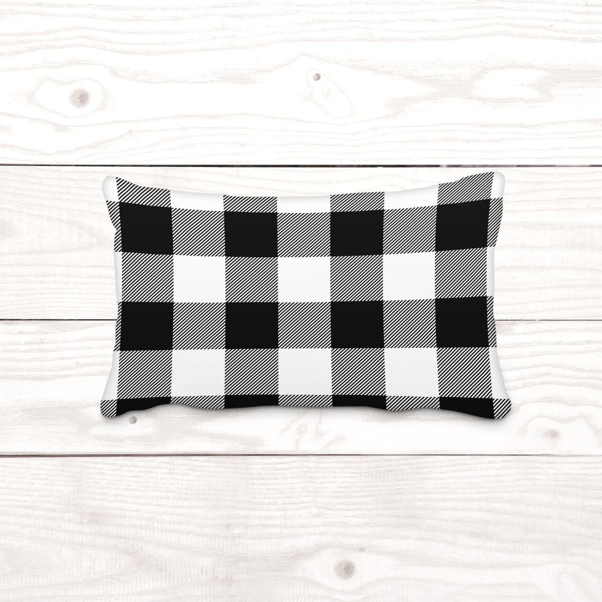 Black and white plaid pillow cases on sale
