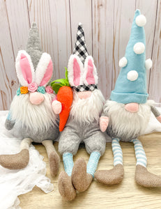 FLASH SALE! Spring Easter-Long Leg Bunny w Carrot Gnome