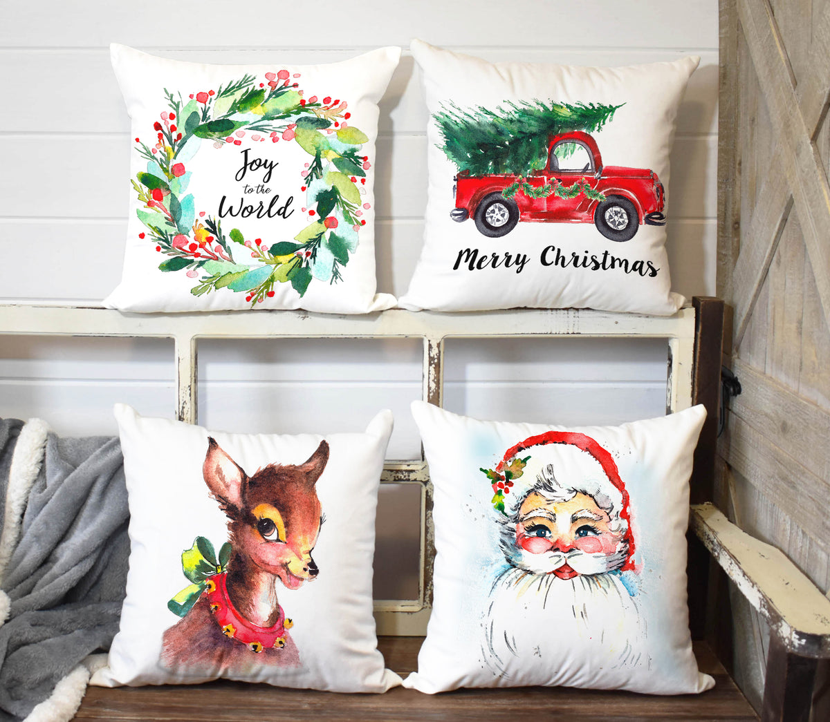 Vintage christmas best sale pillow covers