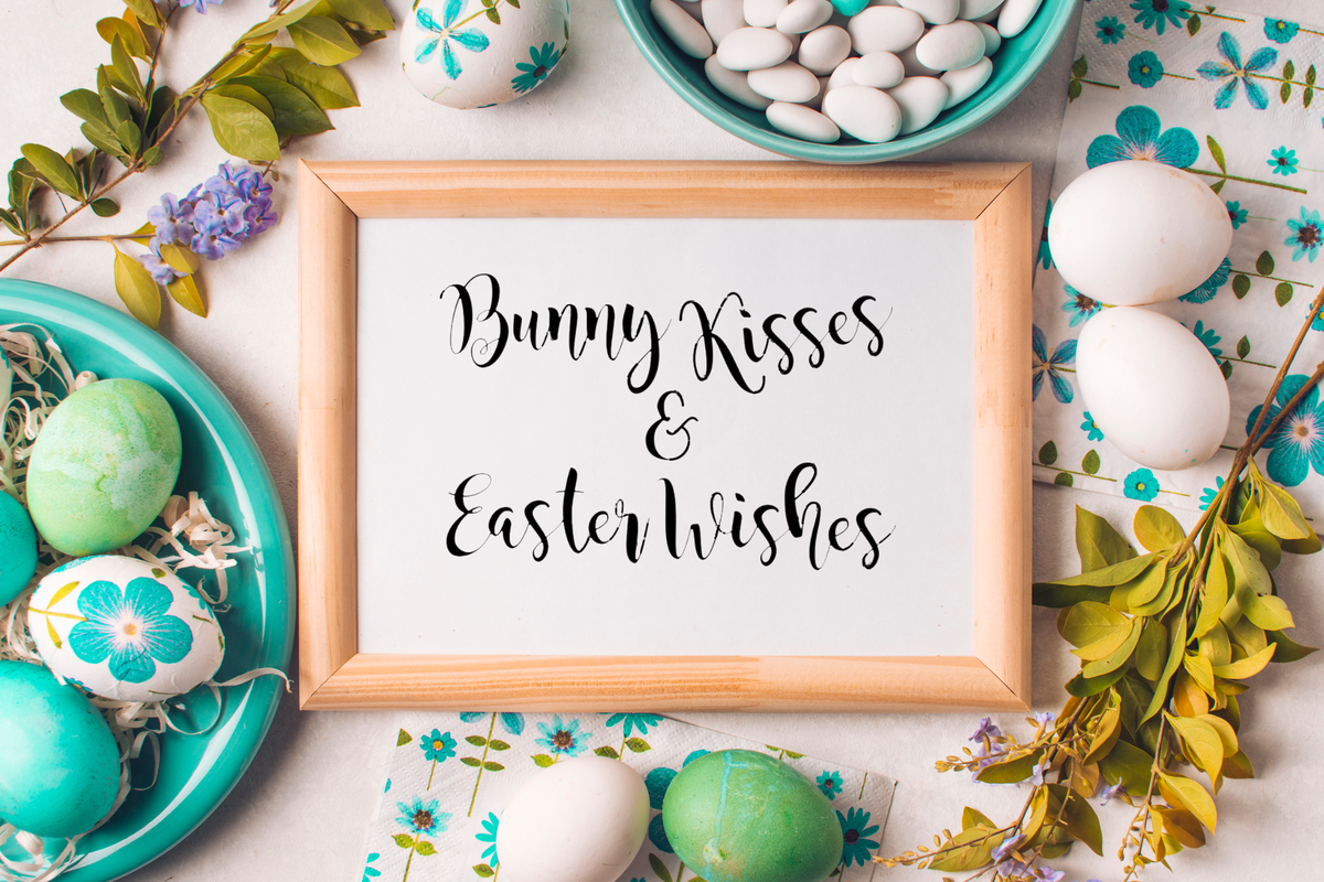 Printable- Black Watercolor Bunny Kisses & Easter Wishes – Ivy & Sage