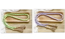 Set of 2 Light Green and Light Purple Wooden Bead Garlands with Tassels