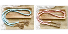 Set of 2 Light Pink and Light Blue Wood Bead Garland with Tassels