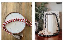 Set of 2 Red and White and Black Wooden Bead Garlands with Tassels