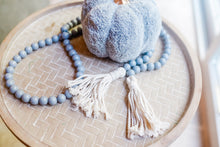 Gray Wood Bead Garland with Tassels