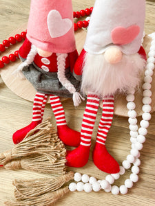 FLASH SALE! Heart Gnome-Pink Hat Striped Long Legs
