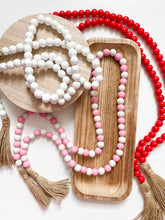 Red Wood Bead Garland with Tassels