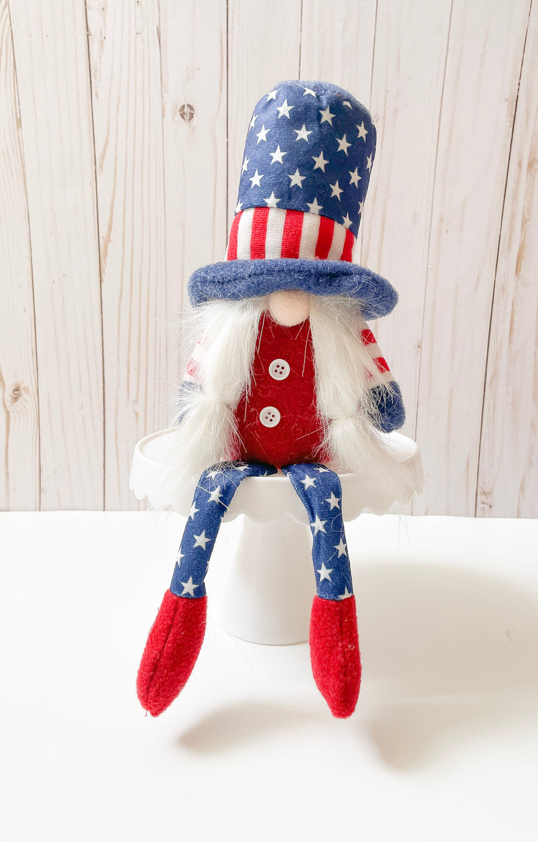 Patriotic Gnomes- Blue w/White Stars Hat w/Long Legs