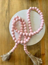 Light Pink Wood Bead Garland with Tassels