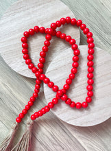 Red Wood Bead Garland with Tassels