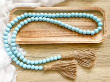 Light Blue Wood Bead Garland with Tassels