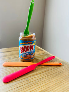 MOJOTORY jar spatula, silicone jar scraper with long handle, jam spreader  for peanut butter, kitchen spatula