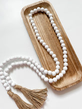 White Wood Bead Garland with Tassels
