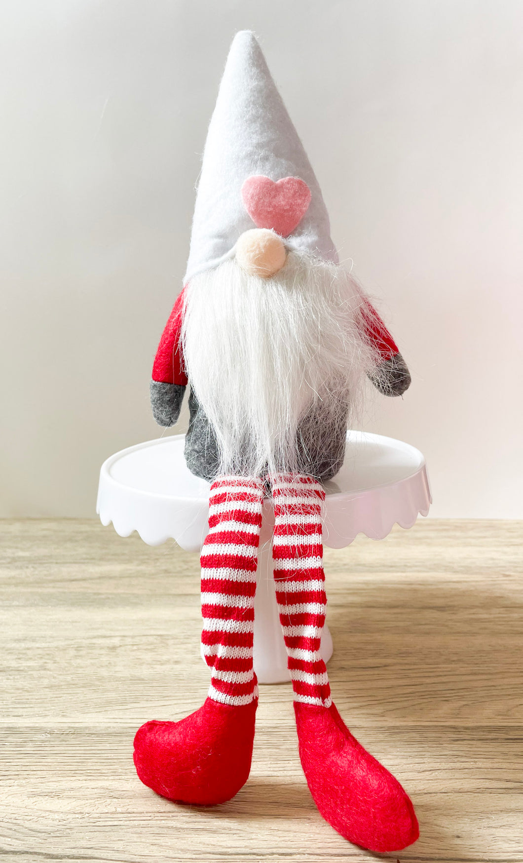 Heart Gnome-White Hat Striped Long Legs
