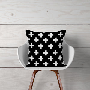 Artist Created-"Black with White Swiss Crosses"-Pillow Cover