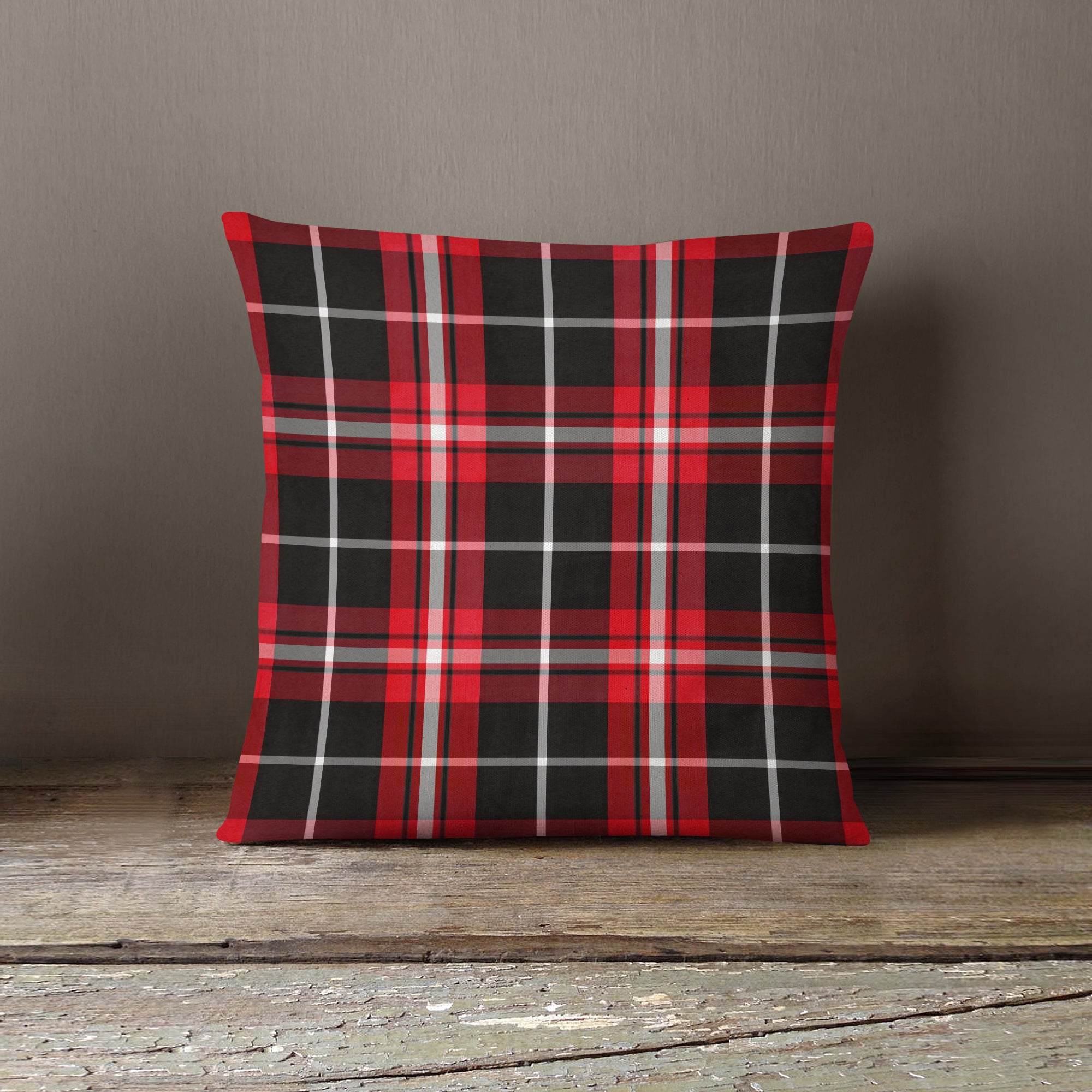 Red and Black Plaid Cut Out Christmas Pillow Covers Without Insert
