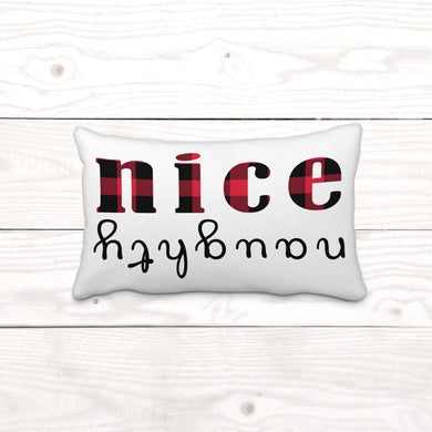 Naughty/Nice Plaid Lumbar Pillow Cover