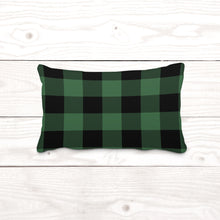 Green & Black Plaid-Lumbar Pillow Cover