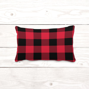 Red & Black Plaid-Lumbar Pillow Cover