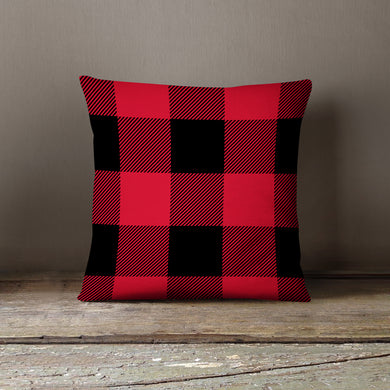 Red & Black Plaid-Pillow Cover