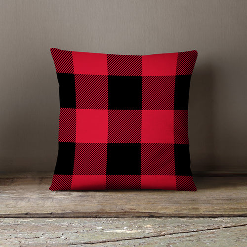 Red & Black Plaid-Pillow Cover