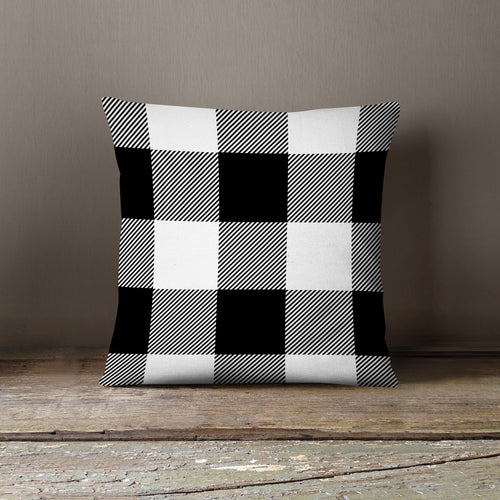 White & Black Plaid-Pillow Cover