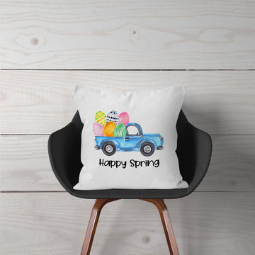 Watercolor-Truck w Easter Eggs-Pillow Cover