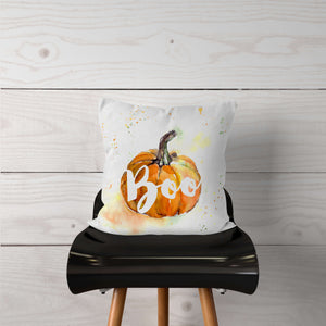 Watercolor Pumpkin Boo-Pillow Cover