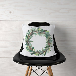 Watercolor Olive Leaf Wreath-Pillow Cover
