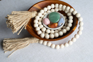 Natural Wooden Bead Garlands with Tassels