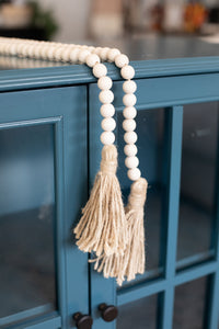 Natural Wooden Bead Garlands with Tassels