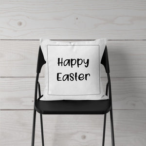 Black Happy Easter with Dotted Border-Pillow Cover