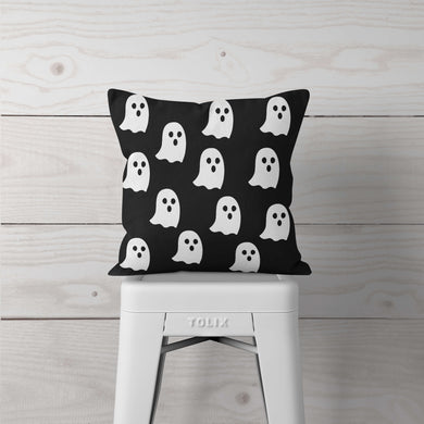 Black with White Ghosts-Pillow Cover