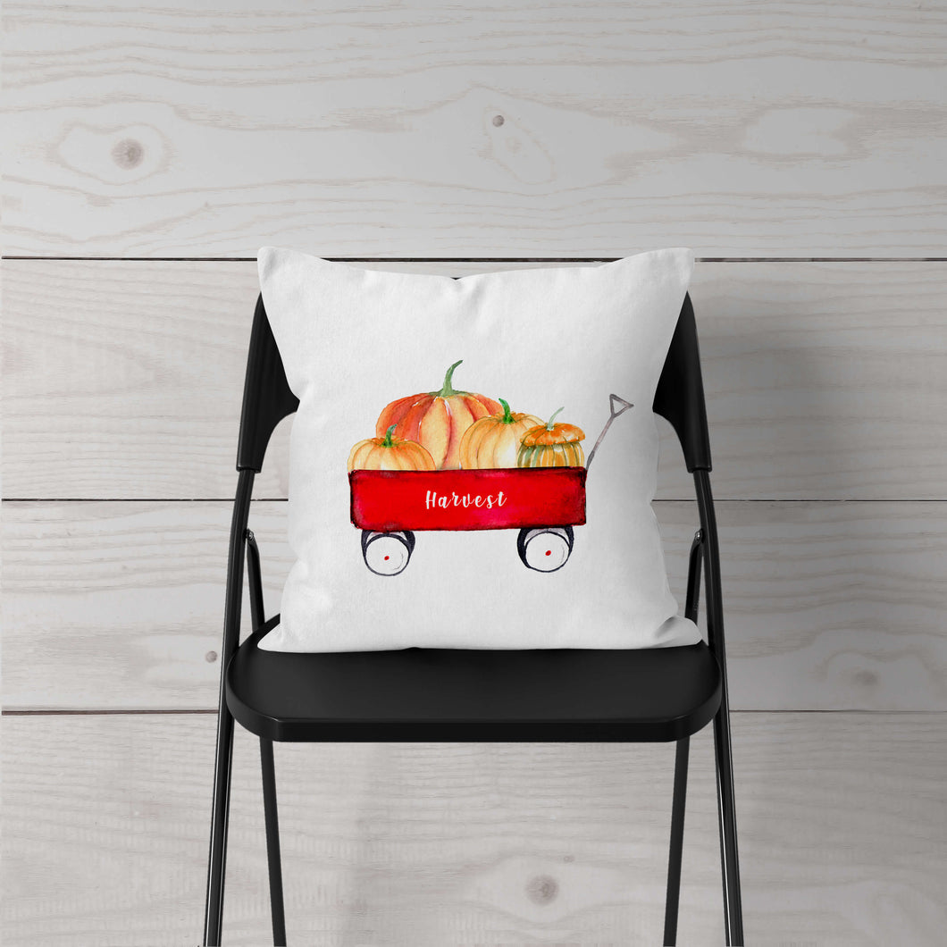 Watercolor Red Wagon Pumpkins-Pillow Cover