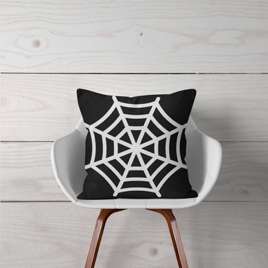 Black with White Spider Web-Pillow Cover