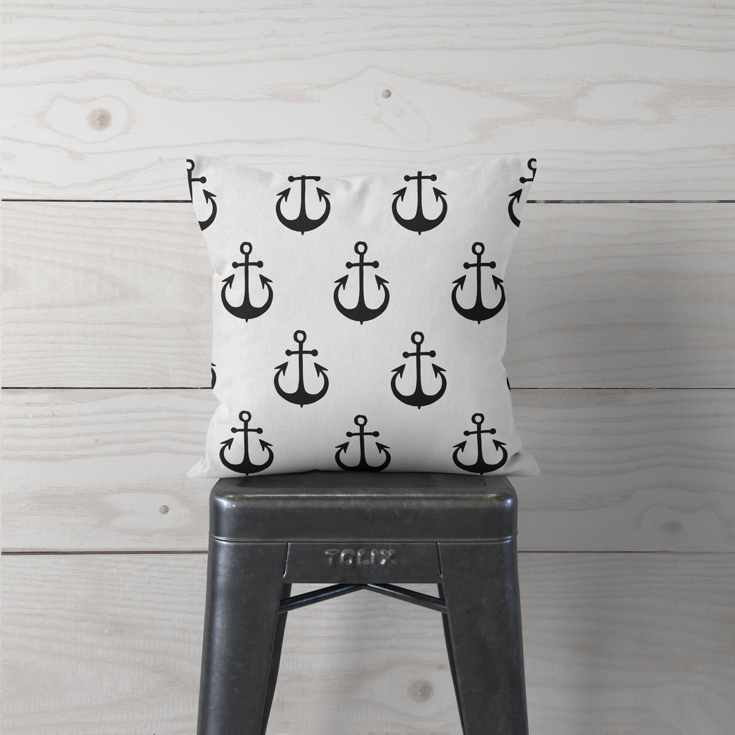 Black Anchors-Pillow Cover