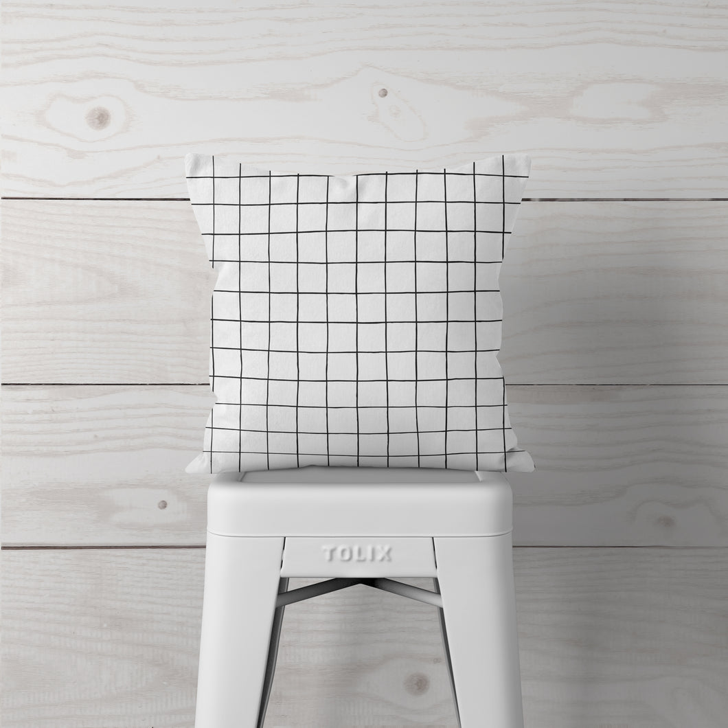 Black Grid Lines-Pillow Cover