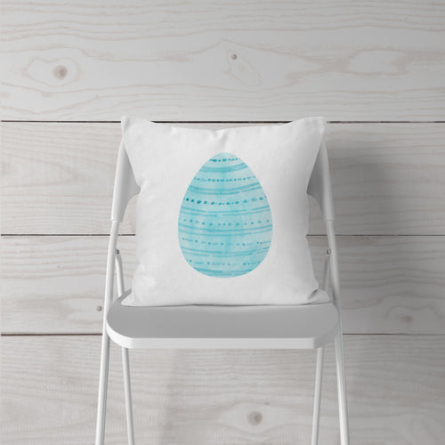 Watercolor-Blue Easter Egg-Pillow Cover