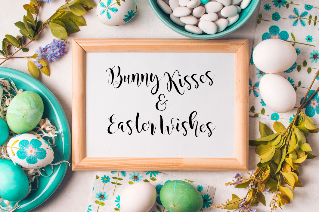 Printable- Black Watercolor Bunny Kisses & Easter Wishes