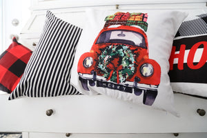 Watercolor Christmas Car with Presents-Pillow Cover