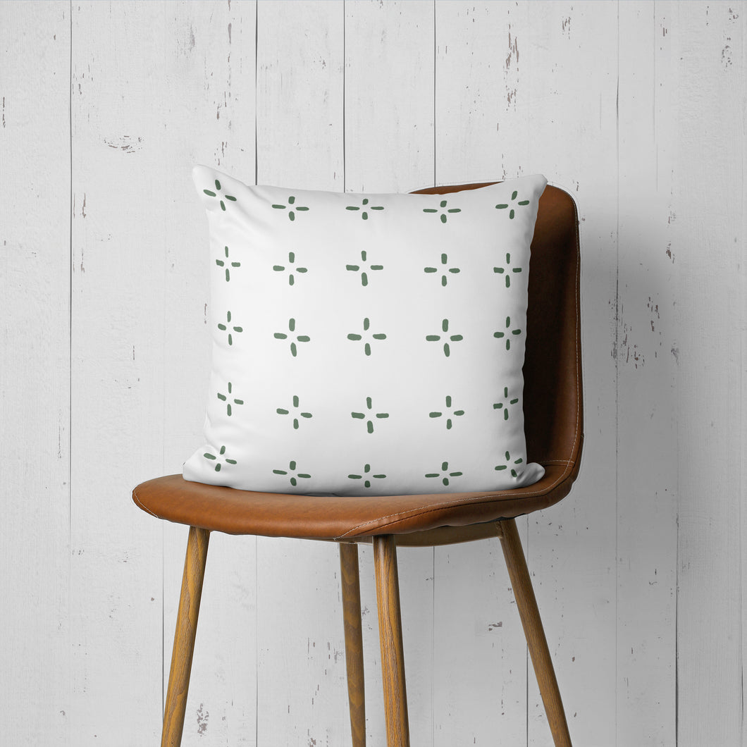 White with Green Lines-Pillow Cover