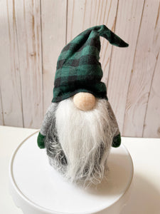 Green Black Buffalo Plaid-Christmas Gnome