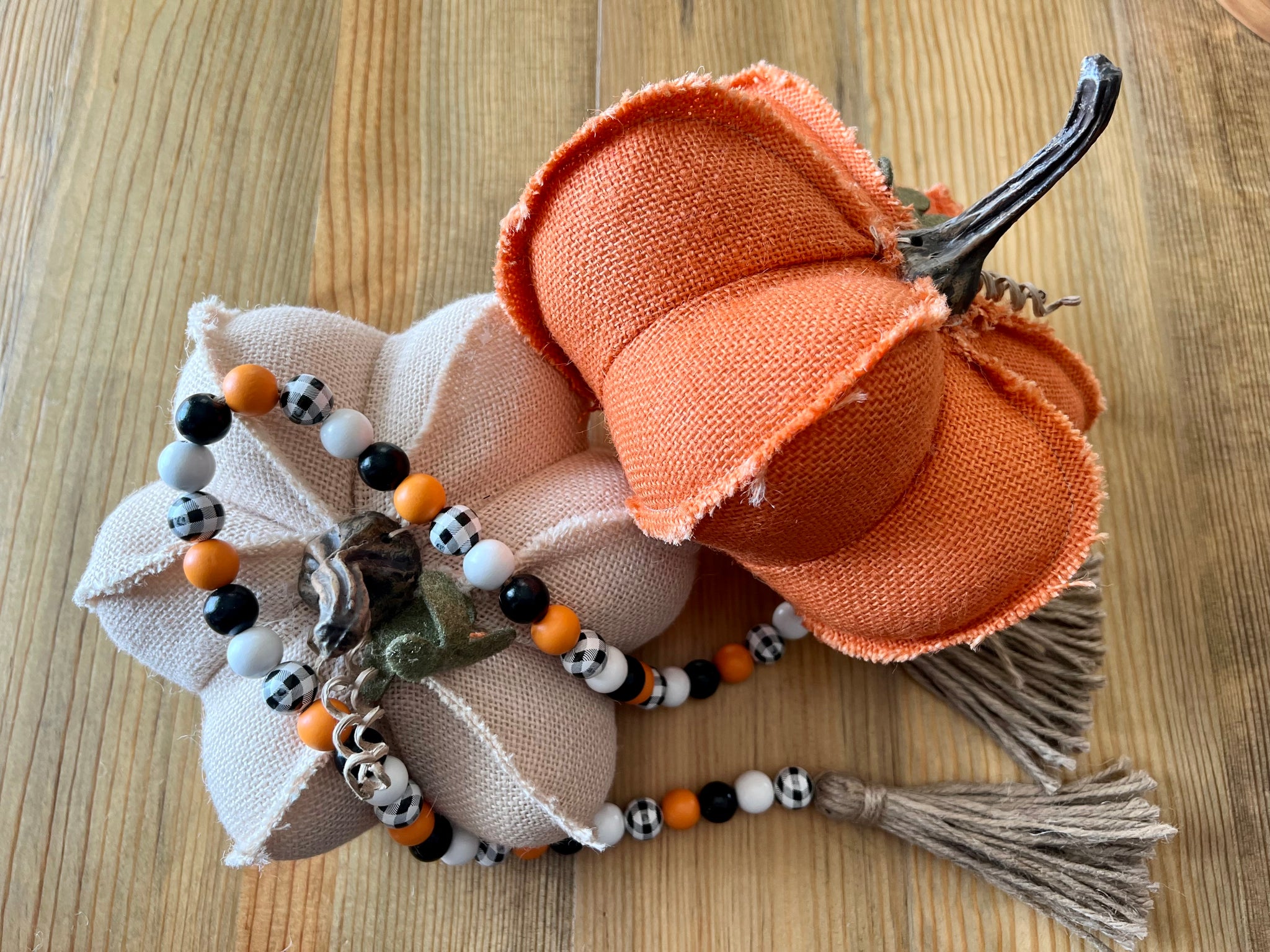 Orange & Black Wooden Bead Garland with Tassels – Ivy & Sage Market