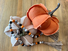 Orange & Black Wooden Bead Garland with Tassels