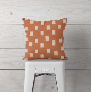 Orange w/ White Brush Strokes- Pillow Cover