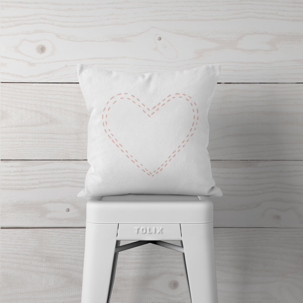 NEW! Pale Pink Stitched Heart-Pillow Cover