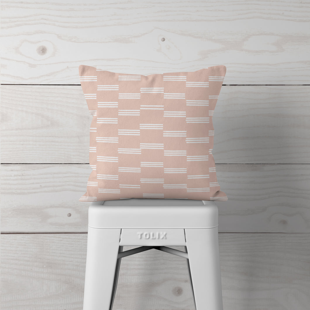 NEW!  Pale Pink w White Lines-Pillow Cover