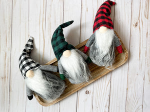 Green Black Buffalo Plaid-Christmas Gnome