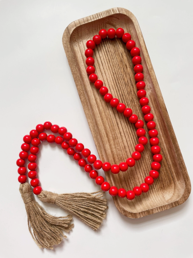 Red Wooden Bead Garlands with Tassels – Ivy & Sage Market