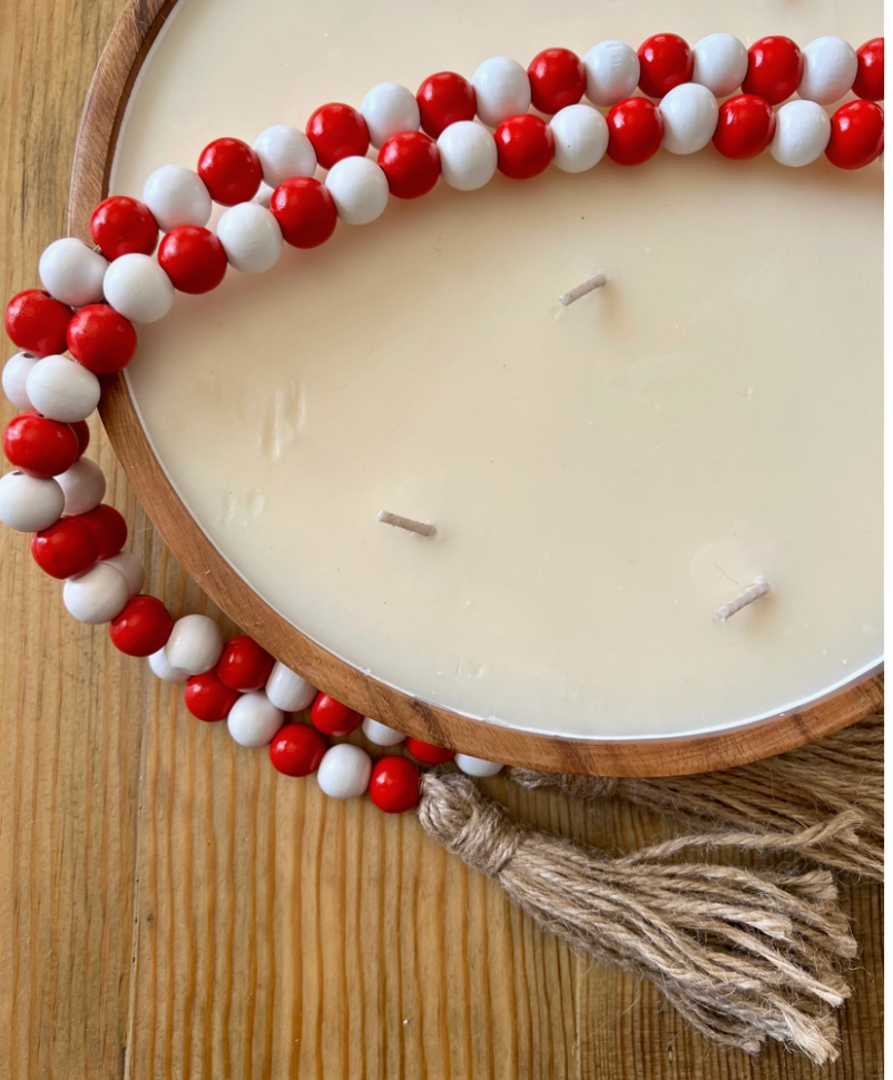 Red and White Wooden Bead Garlands with Tassels – Ivy & Sage Market