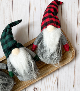 Set of 2- Red/Black & Green/Black Buffalo Plaid-Christmas Gnomes